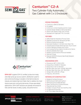 SEMI-GAS® Centurion™ C2-A 1 x 1: Two Cylinder Fully Automatic 1 x 1 Gas Cabinet