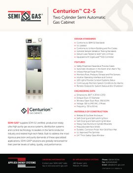 SEMI-GAS® Centurion™ C2-S: Two Cylinder Semi Automatic Gas Cabinet