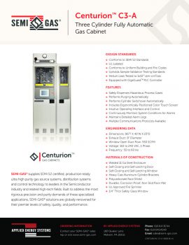 SEMI-GAS® Centurion™ C3-A: Three Cylinder Fully Automatic Gas Cabinet