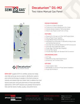 SEMI-GAS® Decaturion™ D1-M2: Two Valve Manual Gas Panel