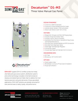 SEMI-GAS® Decaturion™ D1-M3: Three Valve Manual Gas Panel